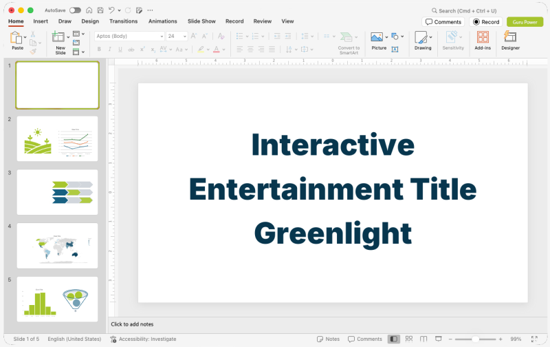 Interactive Entertainment Title Greenlight Pitch-Deck