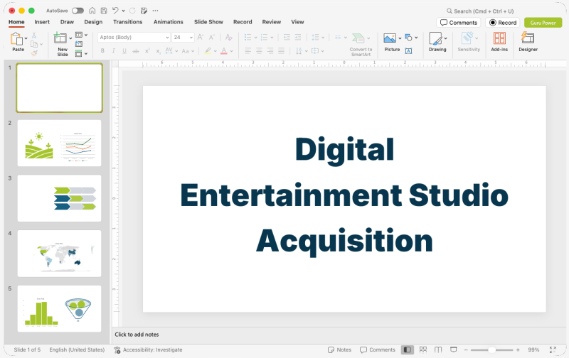 Digital Entertainment Studio Acquisition Presentation