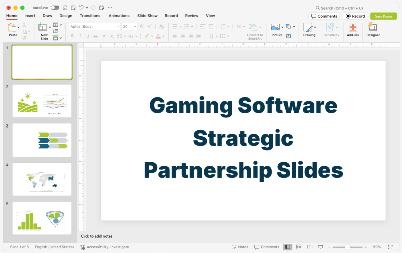 Gaming Software Strategic Partnership Slides