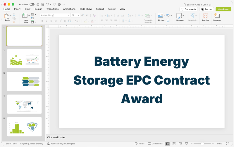 Battery Energy Storage EPC Contract Award Presentation