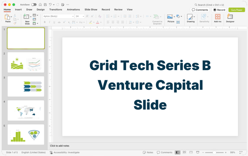 Grid Tech Series B Venture Capital Slide-Deck