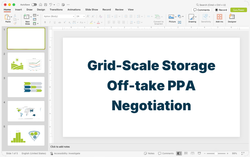 Grid-Scale Storage Off-take PPA Negotiation Pitch-Deck