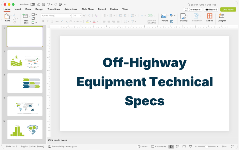 Off-Highway Equipment Technical Specs Presentation