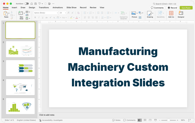 Manufacturing Machinery Custom Integration Proposal Slides