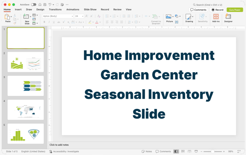 Home Improvement Garden Center Seasonal Inventory Slide-Deck