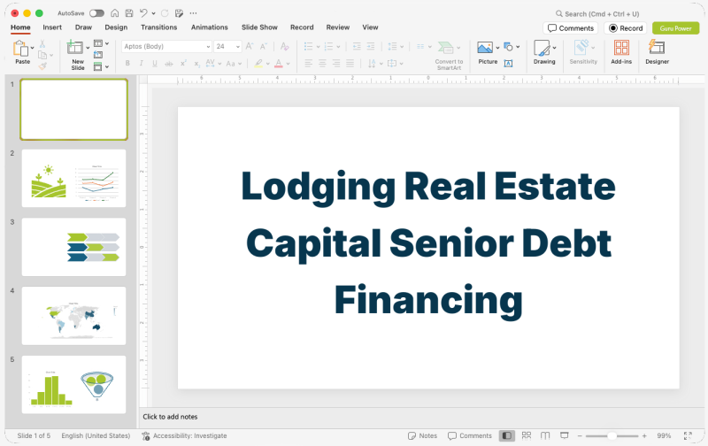 Lodging Real Estate Capital Senior Debt Financing Presentation