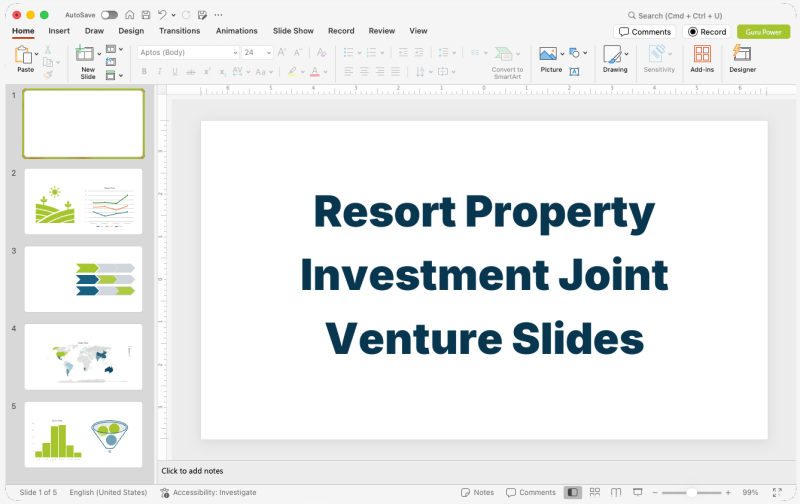 Resort Property Investment Joint Venture Proposal Slides