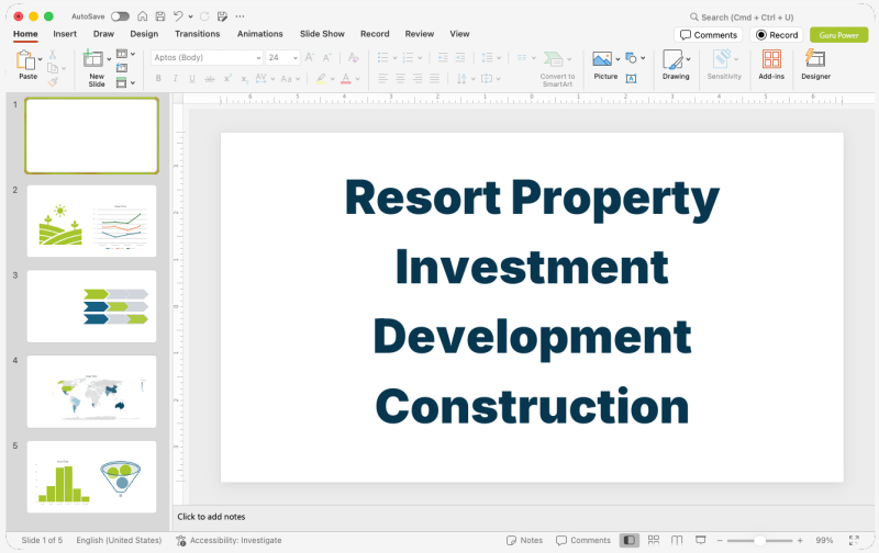 Resort Property Investment Development Construction Pitch-Deck