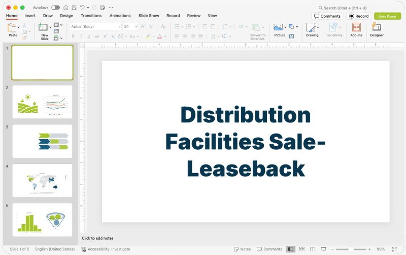Distribution Facilities Sale-Leaseback Pitch-Deck