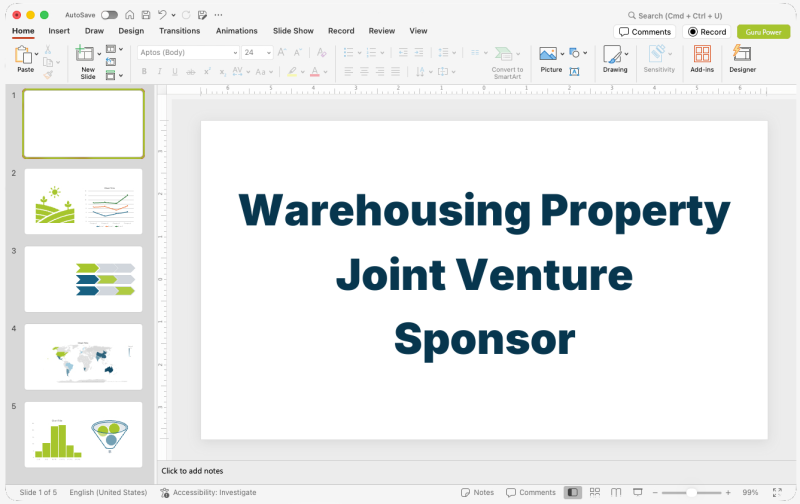 Warehousing Property Joint Venture Sponsor Pitch-Deck