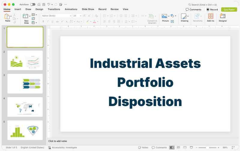 Industrial Assets Portfolio Disposition Presentation