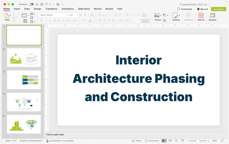 Interior Architecture Phasing and Construction Presentation