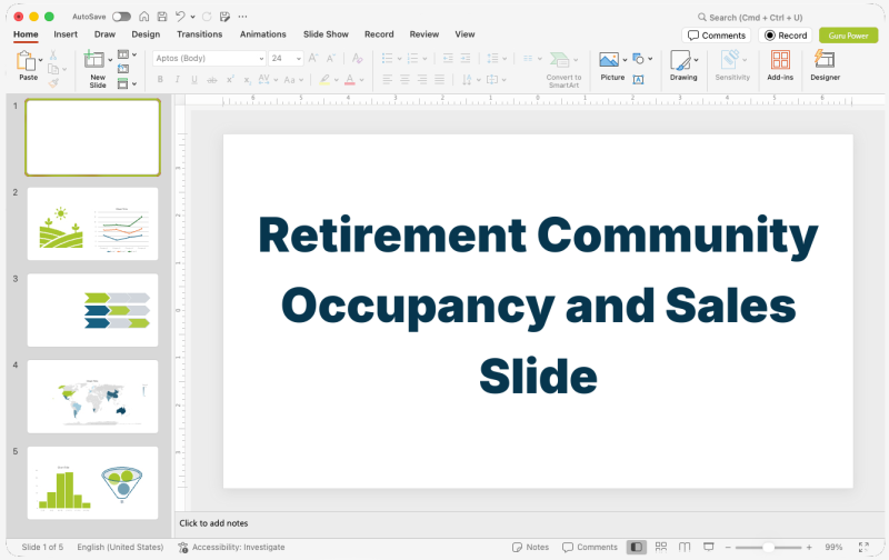 Retirement Community Occupancy and Sales Slide-Deck