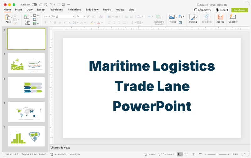 Maritime Logistics Trade Lane PowerPoint