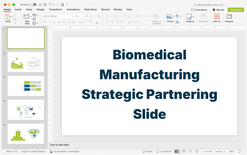 Biomedical Manufacturing Strategic Partnering Slide-Deck
