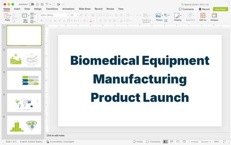 Biomedical Equipment Manufacturing Product Launch Presentation