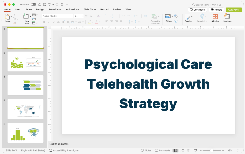 Psychological Care Telehealth Growth Strategy Presentation
