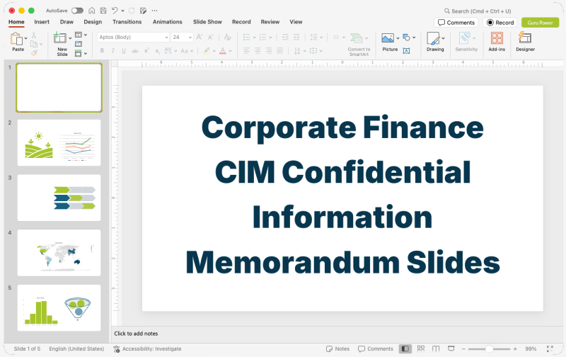 Corporate Finance CIM Confidential Information Memorandum Slides