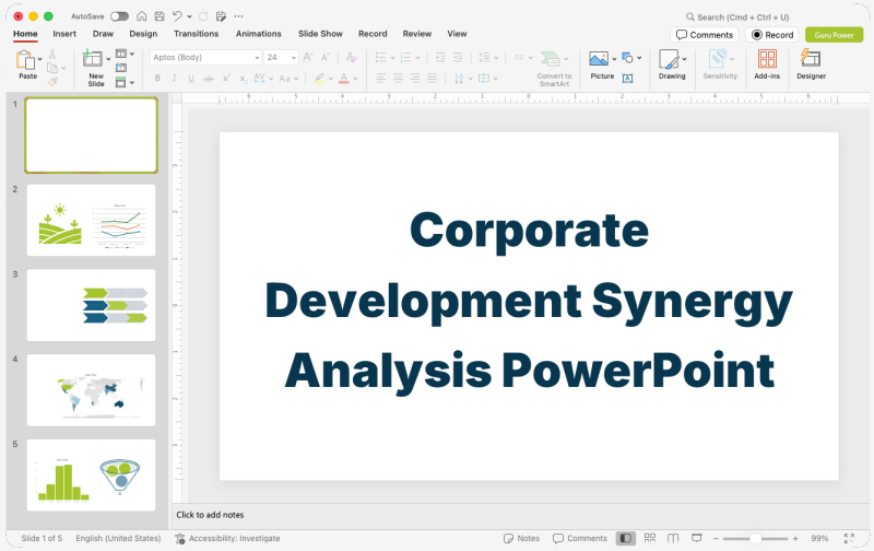 Corporate Development Synergy Analysis PowerPoint