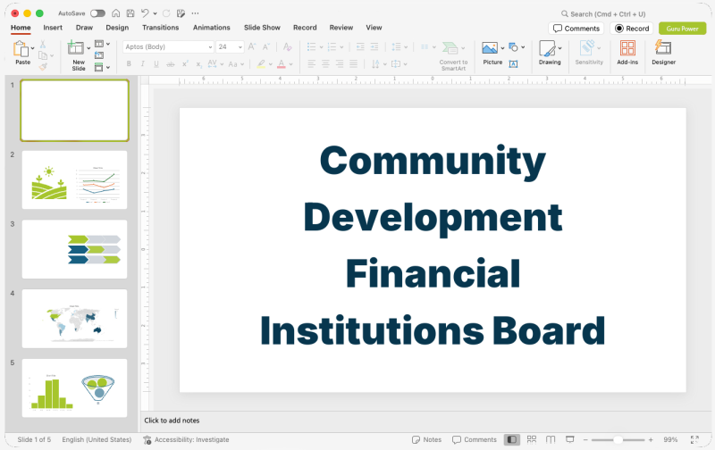 Community Development Financial Institutions Board Presentation