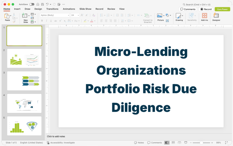 Micro-Lending Organizations Portfolio Risk Due Diligence Deck