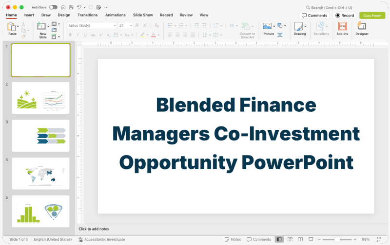 Blended Finance Managers Co-Investment Opportunity PowerPoint