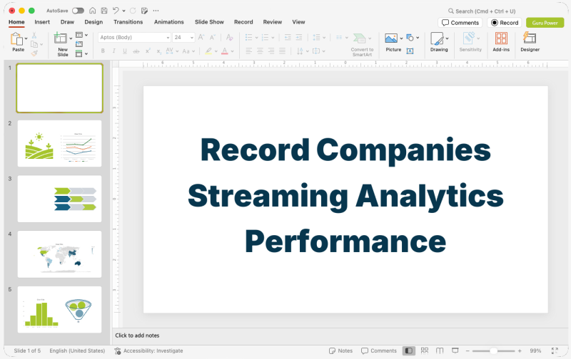 Record Companies Streaming Analytics Performance Presentation