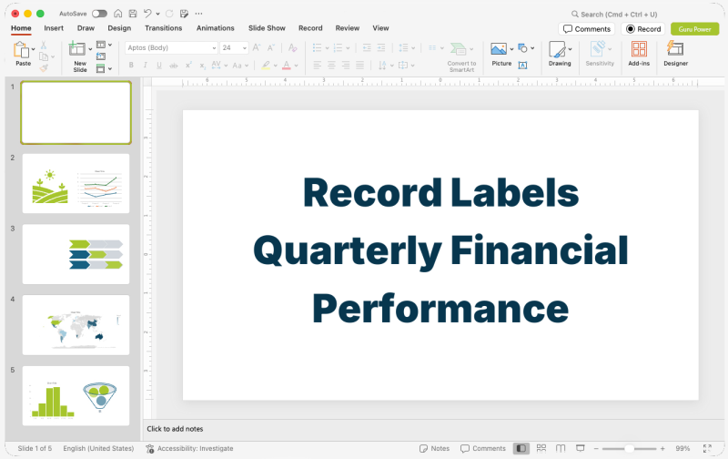Record Labels Quarterly Financial Performance Presentation