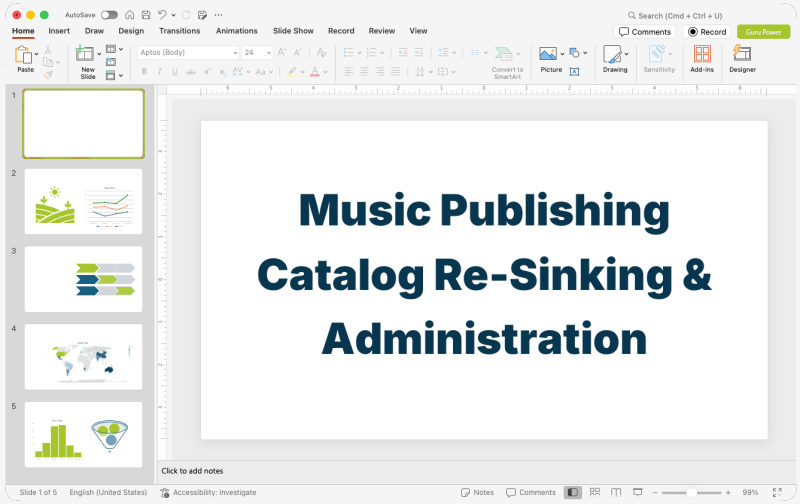 Music Publishing Catalog Re-Sinking & Administration Deck