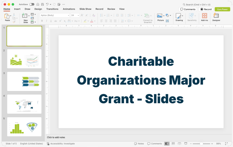 Charitable Organizations Major Grant Proposal Pitch-Deck Slides