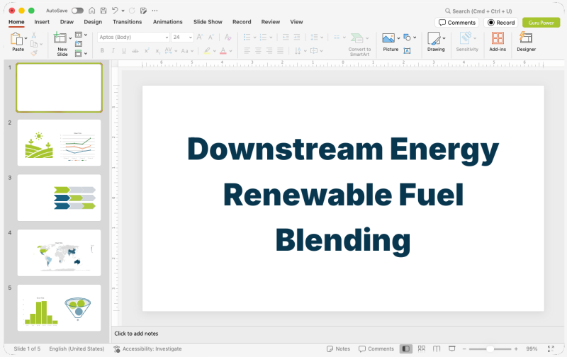 Downstream Energy Renewable Fuel Blending Pitch-Deck