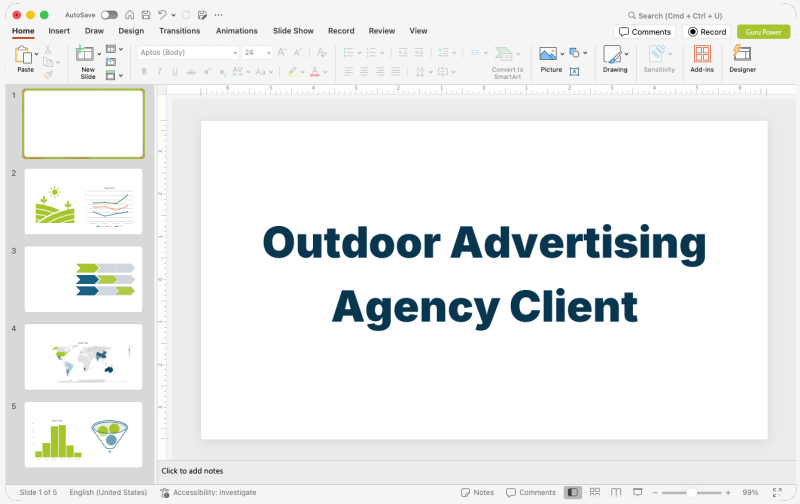 Outdoor Advertising Agency Client Pitch Deck