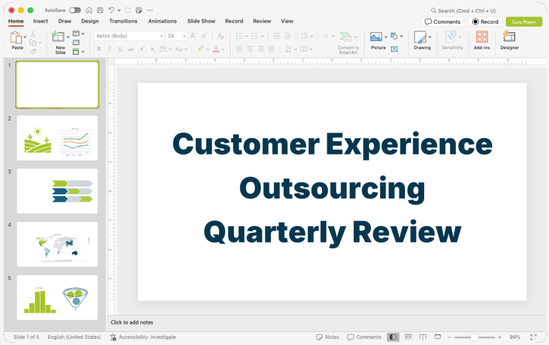 Customer Experience Outsourcing Quarterly Review Deck