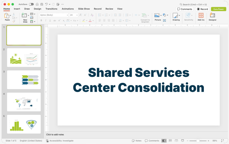 Shared Services Center Consolidation Pitch