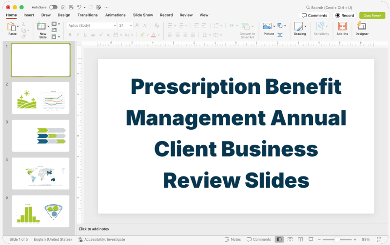 Prescription Benefit Management Annual Client Business Review Slides