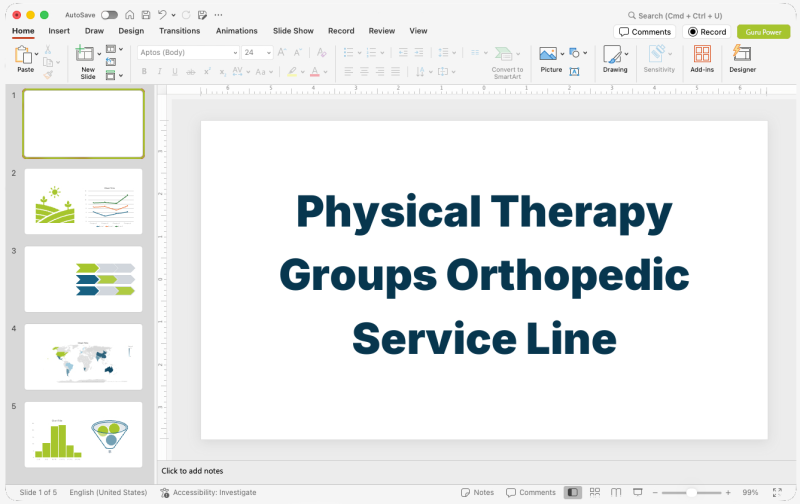 Physical Therapy Groups Orthopedic Service Line Pitch-Deck