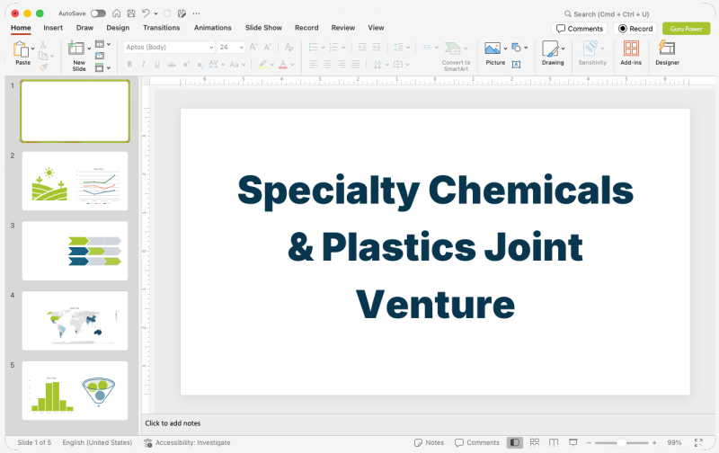 Specialty Chemicals & Plastics Joint Venture Pitch-Deck