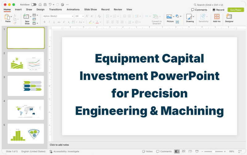 Equipment Capital Investment PowerPoint for Precision Engineering & Machining