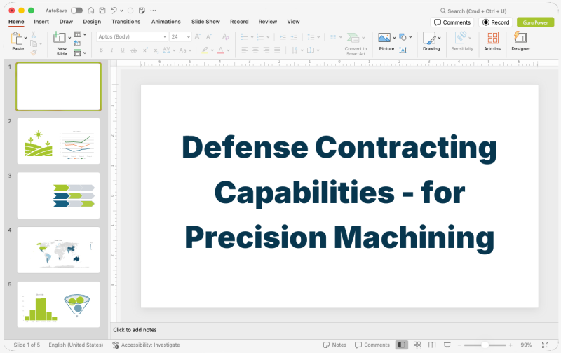Defense Contracting Capabilities Pitch-Deck for Precision Machining