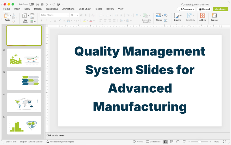 Quality Management System Slides for Advanced Manufacturing