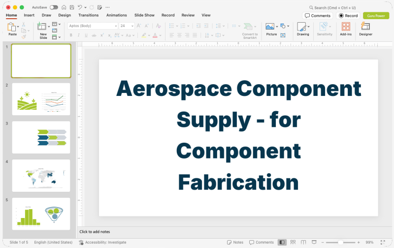 Aerospace Component Supply Pitch-Deck for Component Fabrication