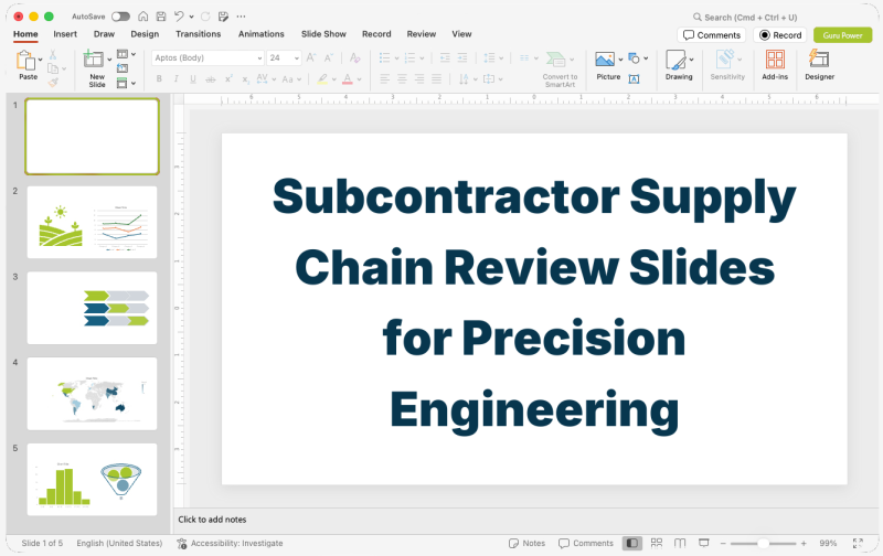 Subcontractor Supply Chain Review Slides for Precision Engineering