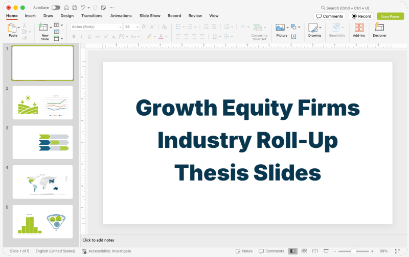 Growth Equity Firms Industry Roll-Up Thesis Slides