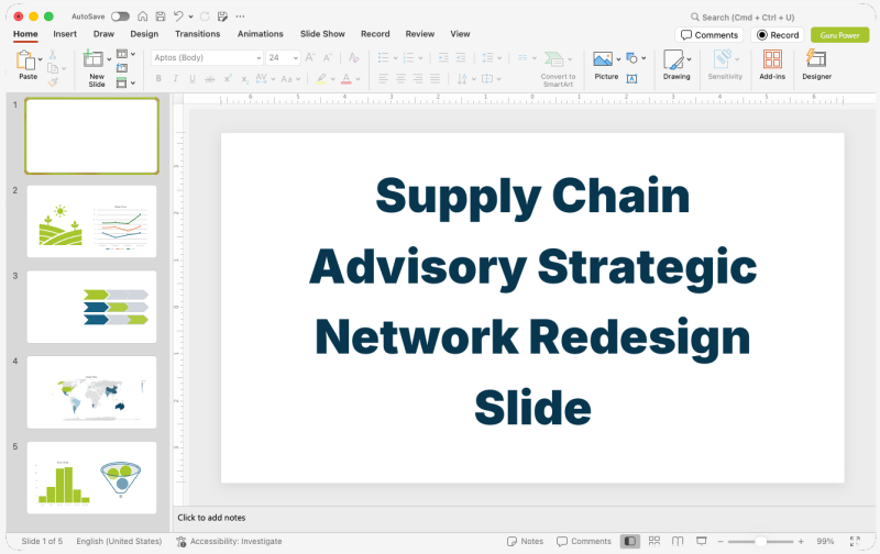 Supply Chain Advisory Strategic Network Redesign Slide Deck