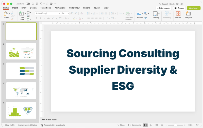 Sourcing Consulting Supplier Diversity & ESG Pitch Deck