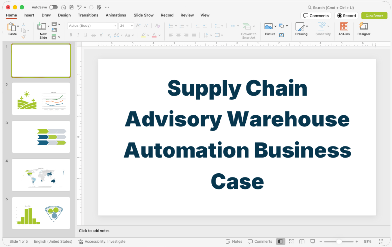 Supply Chain Advisory Warehouse Automation Business Case Deck