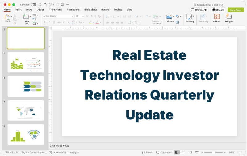 Real Estate Technology Investor Relations Quarterly Update Deck