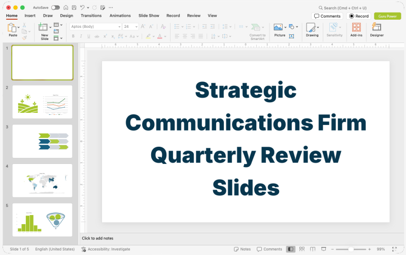 Strategic Communications Firm Quarterly Review Slides