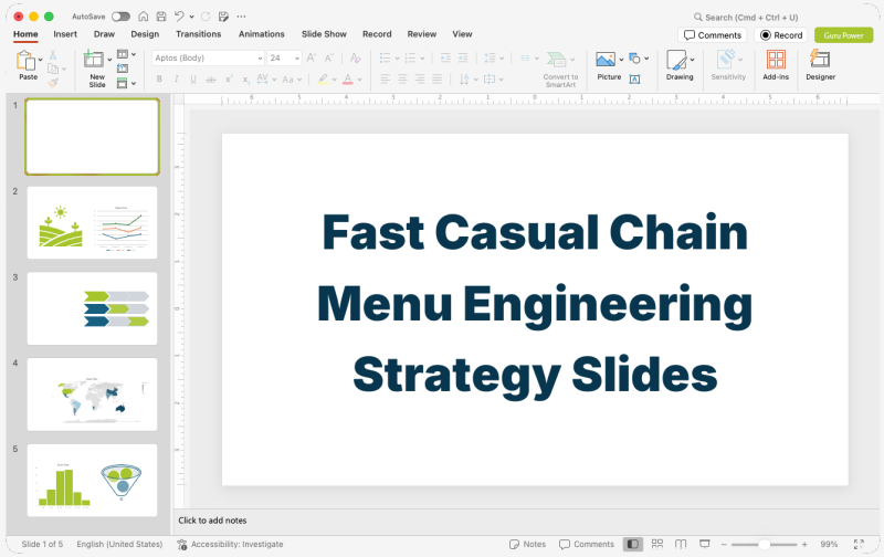 Fast Casual Chain Menu Engineering Strategy Slides