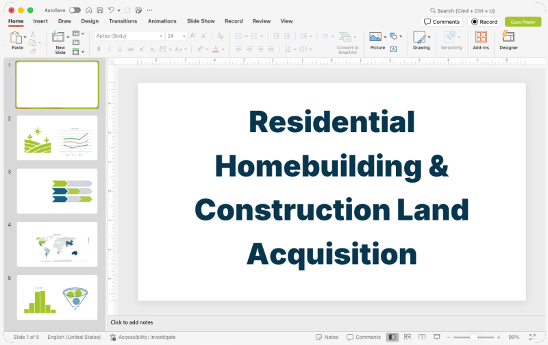 Residential Homebuilding & Construction Land Acquisition Pitch-Deck